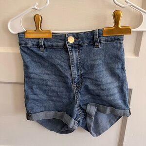 Divided High Waisted Jean Shorts